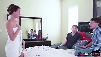 Sofie Marie, A Mischievous Stepmom, Engages In A Threesome With Her Stepsons, Featuring Big Natural Tits And A Big Cock