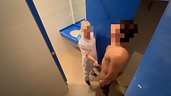 A Gym Employee Assists A Man Finish By Giving Him A Blowjob