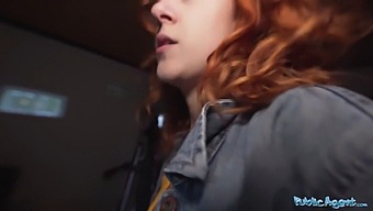 Outdoor Sex: Redhead Waitress Gives A Blowjob And Gets Fucked Doggy Style