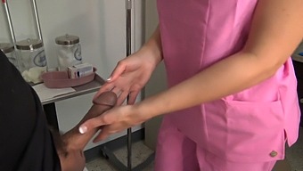 Big-Titted Blonde Nurse Gives Patient A Hand And Blowjob