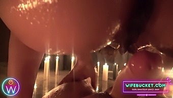 Amateur Couple Shares Intimate St. Valentine'S Day Threesome With Busty Brunette