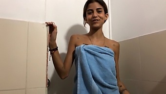 Young Girl Massages Her Stepbrother'S Shoulders Before Receiving His Cum On Her Face